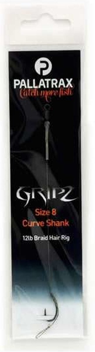Pallatrax GRIPZ Curve Shank Braid Hair Rig - #6 - 15lb - Karper Onderlijn Weerhaakloos