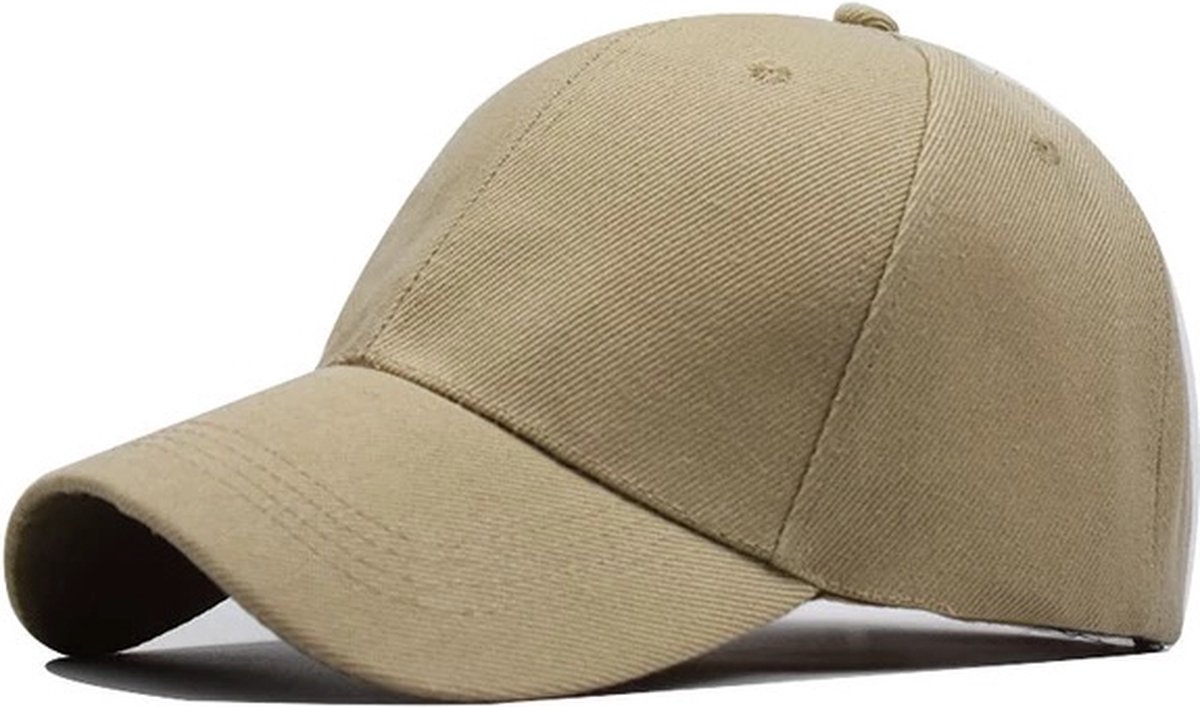 Baseball cap - 6 panelen - Beige - Pet - Katoen - Baseballcap - Verstelbaar - Unisex - Petten - Cap