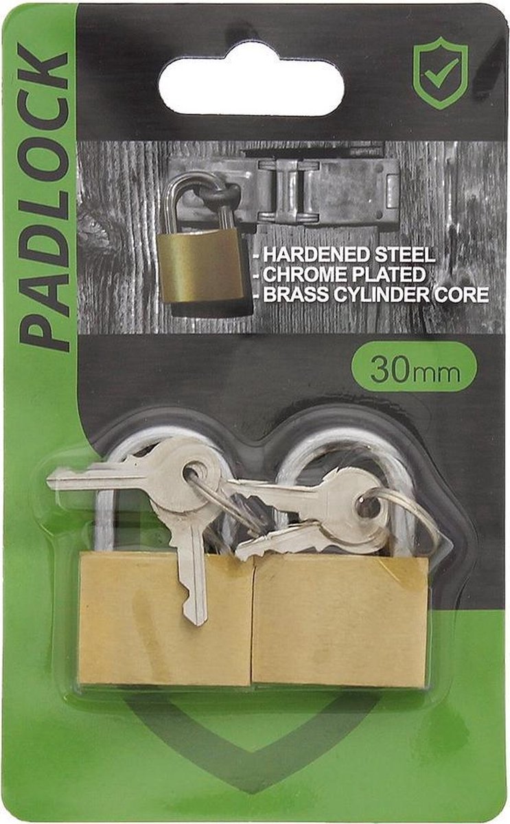 Hangsloten - Padlock - Hangslot met 3 sleutels - 30 mm - 2 stuks - Padlock