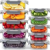 Contenants alimentaires en Verres (10 Couvercles et 10 contenants alimentaires) - Contenants Boîtes de conservation - Premium supérieure - Sans BPA