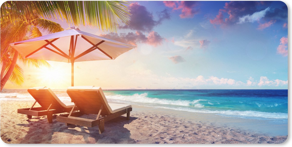 Muismat XXL 100x50 cm - Bureau onderlegger - Bureau mat Parasol - Stoelen - Strand - Bureaumat - Gaming mousepad xl - Bureaulegger groot - Computer deskmat