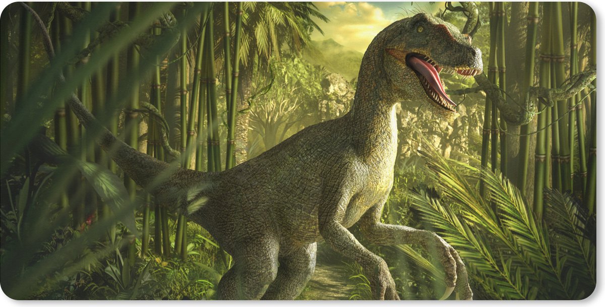 Muismat XXL 100x50 cm - Bureau onderlegger - Bureau mat Dinosaurus - Planten - Groen - Illustratie - Kinderen - Jongens - Bureaumat - Gaming mousepad xl - Bureaulegger groot - Computer deskmat