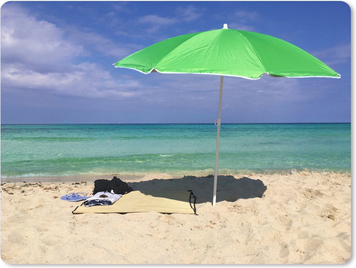 Muismat XXL 80x60 cm - Bureau onderlegger - Bureau mat Parasol - Strand - Zand - Bureaumat - Gaming mousepad xl - Bureaulegger groot - Computer deskmat