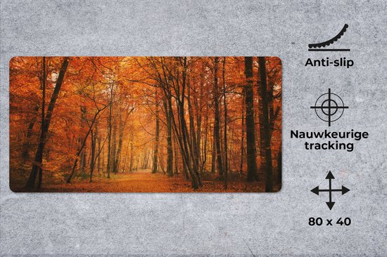 Muismat XXL 80x40 cm - Bureau onderlegger - Bureau mat Een bos met herfstachtige kleuren - Bureaumat - Gaming mousepad xl - Bureaulegger groot - Computer deskmat