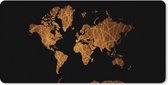 Tapis de souris XXL - Sous-main - Tapis de bureau - Wereldkaart - Or - Motif - 120x60 cm - Tapis de souris XXL