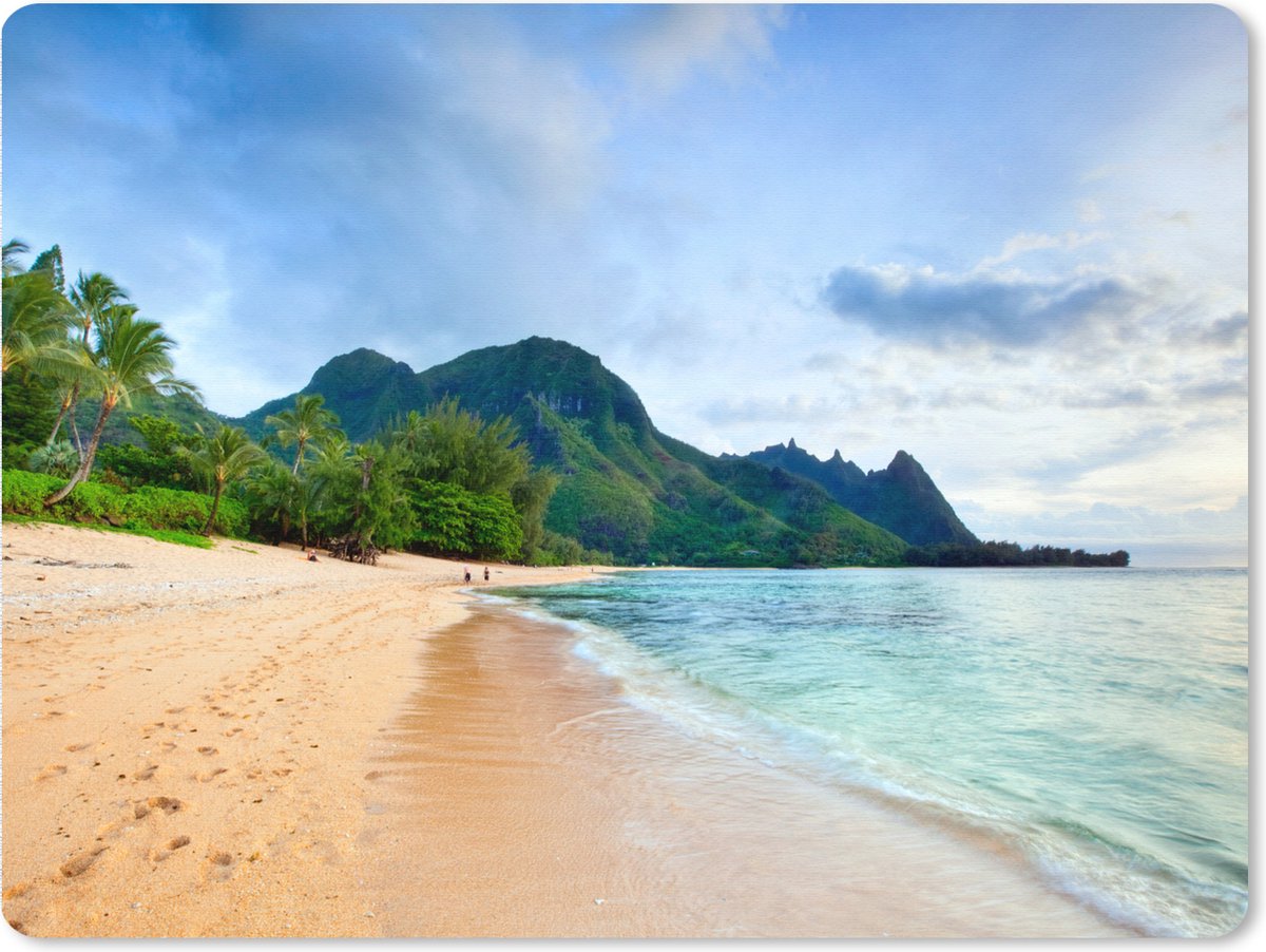 Muismat XXL 80x60 cm - Bureau onderlegger - Bureau mat Een exotische uitstraling van het strand op Hawaii - Bureaumat - Gaming mousepad xl - Bureaulegger groot - Computer deskmat