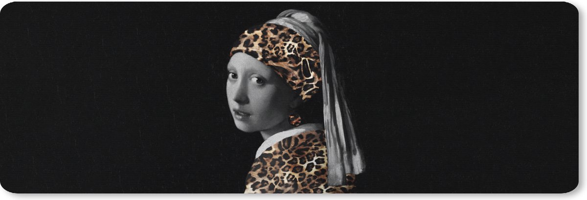 Muismat XXL 90x30 cm - Bureau onderlegger - Bureau mat Vermeer - Meisje met de parel - Panter - Bureaumat - Gaming mousepad xl - Bureaulegger groot - Computer deskmat