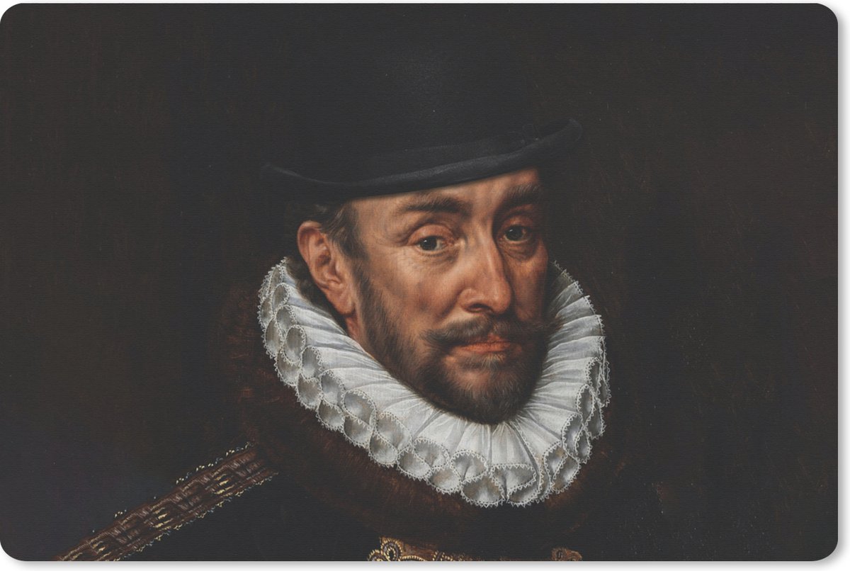 Muismat XXL 90x60 cm - Bureau onderlegger - Bureau mat Willem van Oranje - Adriaen Thomasz - Bureaumat - Gaming mousepad xl - Bureaulegger groot - Computer deskmat