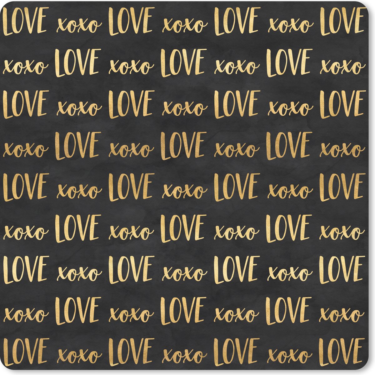 Muismat XXL - Bureau onderlegger - Bureau mat - Patronen - Love - Goud - Zwart - 40x40 cm - XXL muismat