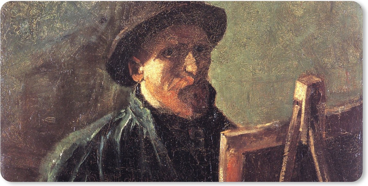 Muismat XXL 120x60 cm - Bureau onderlegger - Bureau mat Zelfportret als schilder - Vincent van Gogh - Bureaumat - Gaming mousepad xl - Bureaulegger groot - Computer deskmat