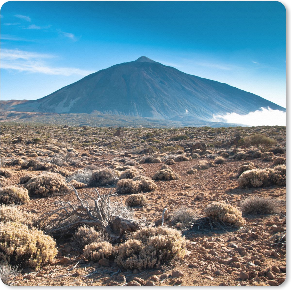 Muismat XXL 40x40 cm - Bureau onderlegger - Bureau mat Uitzicht over de vulkaan El Tiede op Tenerife - Bureaumat - Gaming mousepad xl - Bureaulegger groot - Computer deskmat