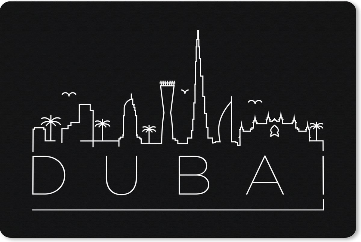 Muismat XXL 120x80 cm - Bureau onderlegger - Bureau mat Skyline "Dubai" zwart - Bureaumat - Gaming mousepad xl - Bureaulegger groot - Computer deskmat