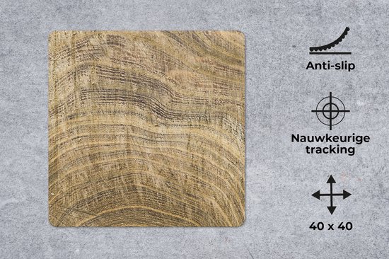 Tapis de souris XXL - Sous-main - Tapis de bureau - Structure d'une planche avec anneaux de croissance - 40x40 cm - Tapis de souris XXL