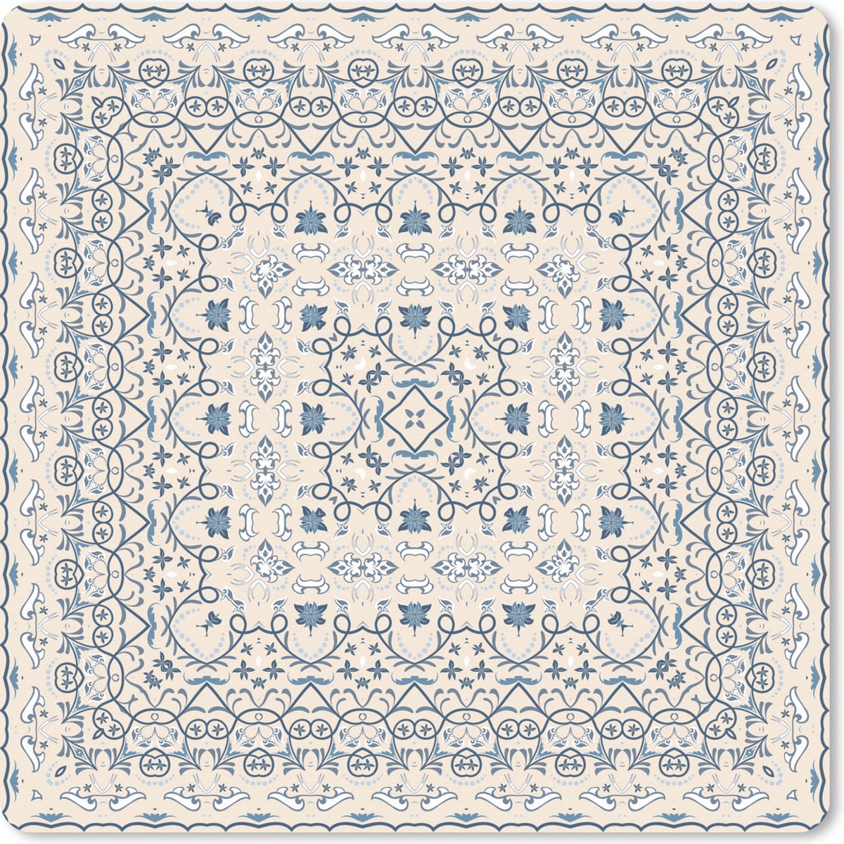 Muismat XXL 40x40 cm - Bureau onderlegger - Bureau mat Perzisch Tapijt - Vloerkleed - Patronen - Blauw - Bureaumat - Gaming mousepad xl - Bureaulegger groot - Computer deskmat