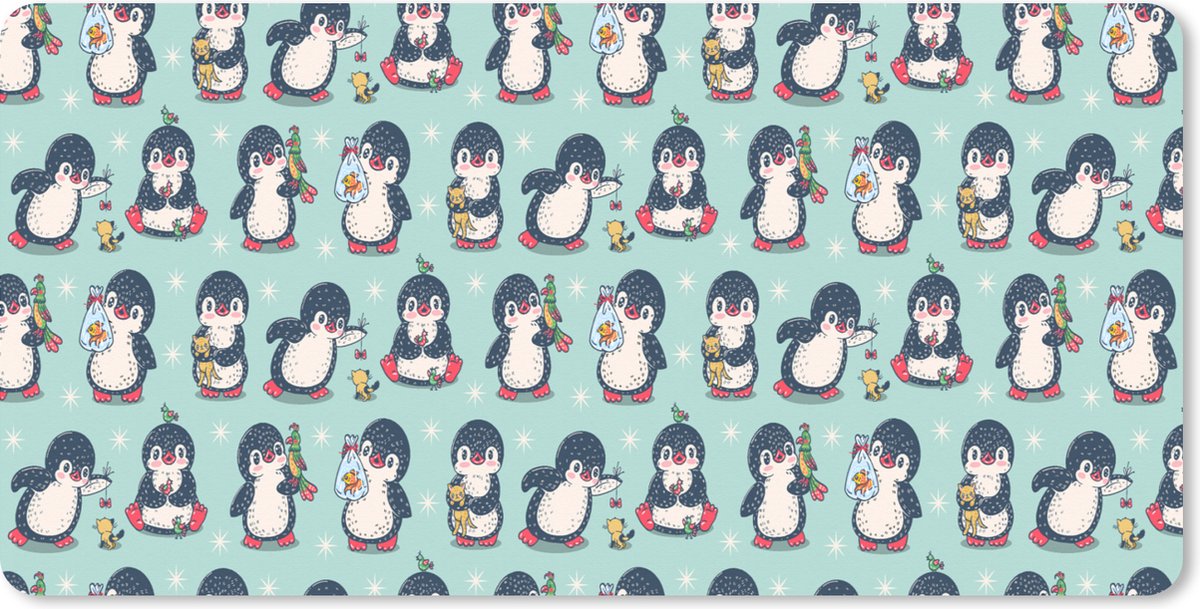Muismat XXL 120x60 cm - Bureau onderlegger - Bureau mat Dieren - Patronen - Pinguïn - Bureaumat - Gaming mousepad xl - Bureaulegger groot - Computer deskmat