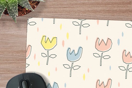 Muismat XXL 80x40 cm - Bureau onderlegger - Bureau mat Bloemen - Pastel - Geboorte - Bureaumat - Gaming mousepad xl - Bureaulegger groot - Computer deskmat
