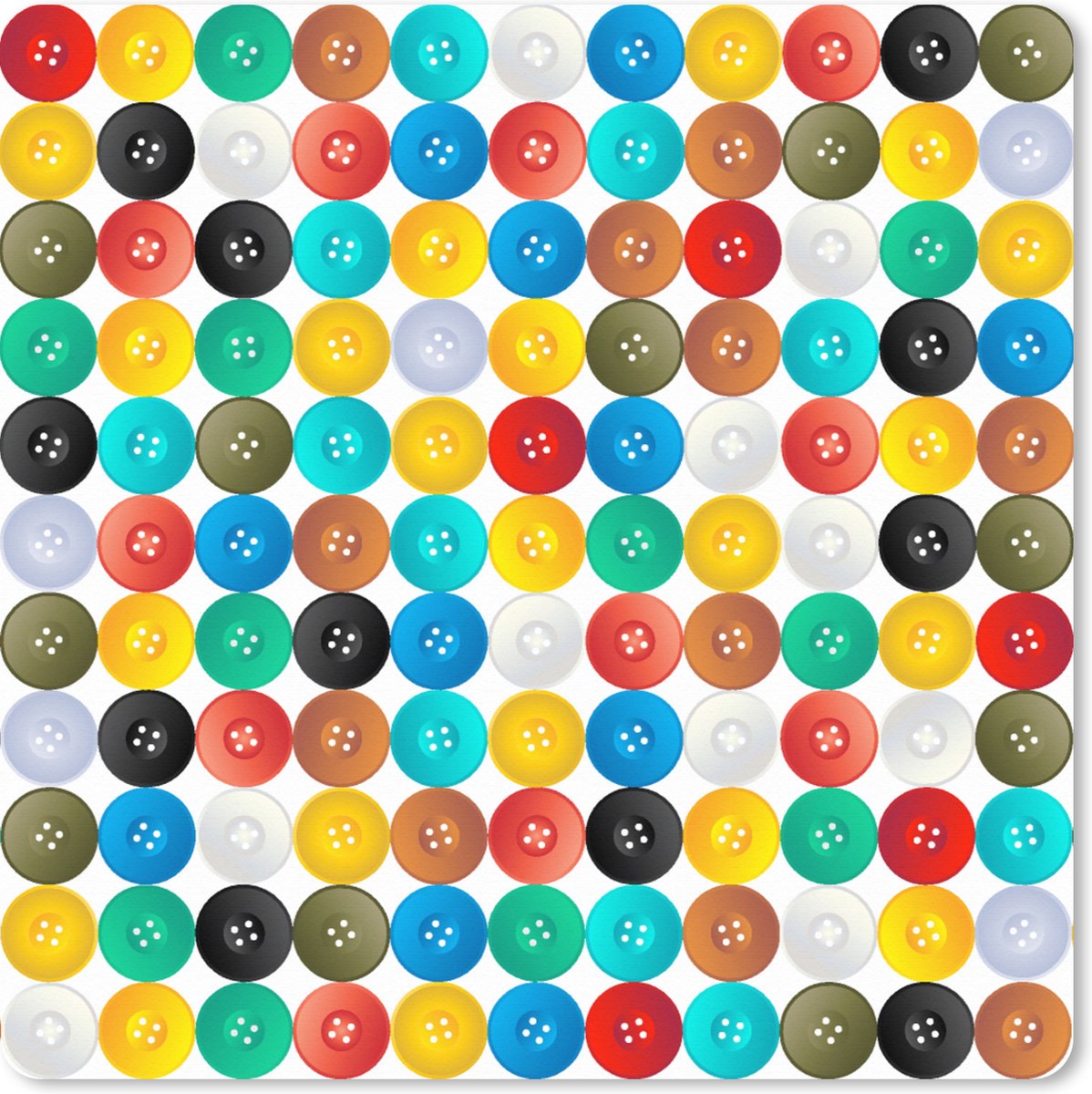 Muismat XXL 40x40 cm - Bureau onderlegger - Bureau mat Knopen - Regenboog - Kleding - Design - Bureaumat - Gaming mousepad xl - Bureaulegger groot - Computer deskmat