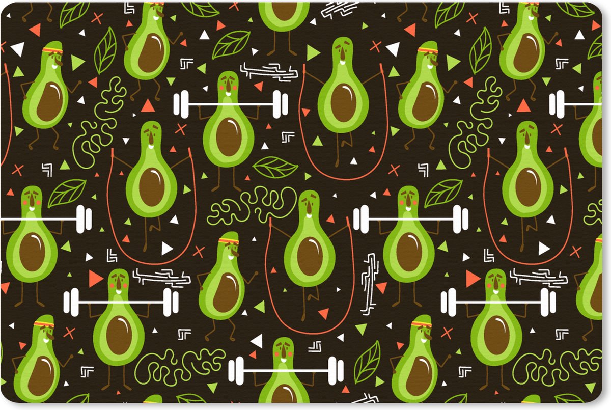 Muismat XXL 120x80 cm - Bureau onderlegger - Bureau mat Avocado - Fitness - Patronen - Bureaumat - Gaming mousepad xl - Bureaulegger groot - Computer deskmat