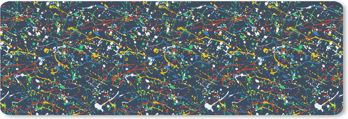 Muismat XXL 90x30 cm - Bureau onderlegger - Bureau mat Patroon - Verf - Spetters - Bureaumat - Gaming mousepad xl - Bureaulegger groot - Computer deskmat