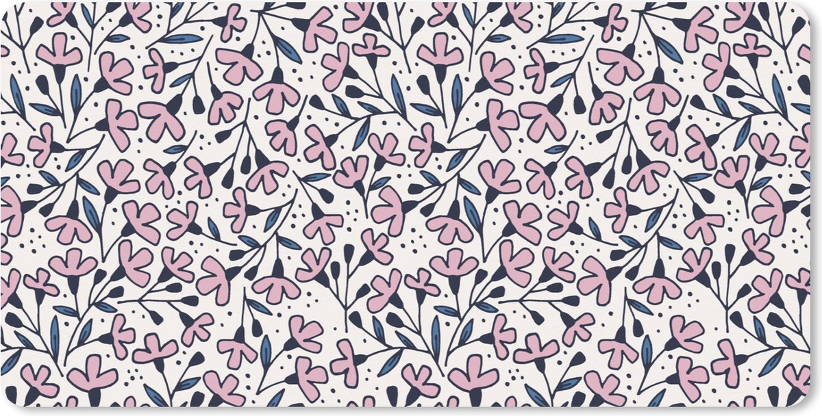 Muismat XXL 100x50 cm - Bureau onderlegger - Bureau mat Meiden - Bloemen - Roze - Patronen - Girl - Kids - Kinderen - Meisjes - Bureaumat - Gaming mousepad xl - Bureaulegger groot - Computer deskmat
