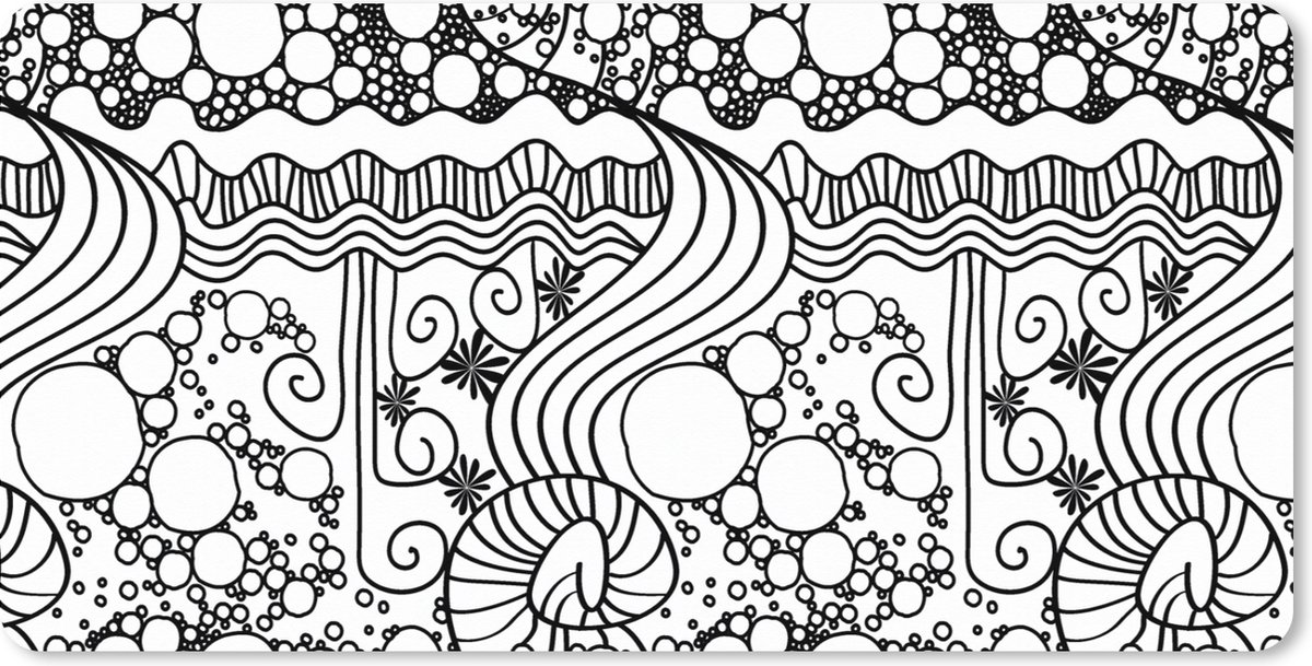Muismat XXL 100x50 cm - Bureau onderlegger - Bureau mat Patronen - Abstract - Line Art - Zwart Wit - Bureaumat - Gaming mousepad xl - Bureaulegger groot - Computer deskmat
