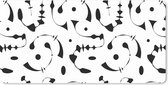 Muismat XXL - Bureau onderlegger - Bureau mat - Line Art - Abstract - Zwart Wit - Patroon - 90x45 cm - XXL muismat
