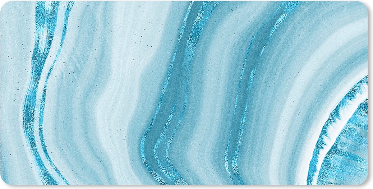 Muismat XXL 120x60 cm - Bureau onderlegger - Bureau mat Marmer - Blauw - Lijn - Bureaumat - Gaming mousepad xl - Bureaulegger groot - Computer deskmat