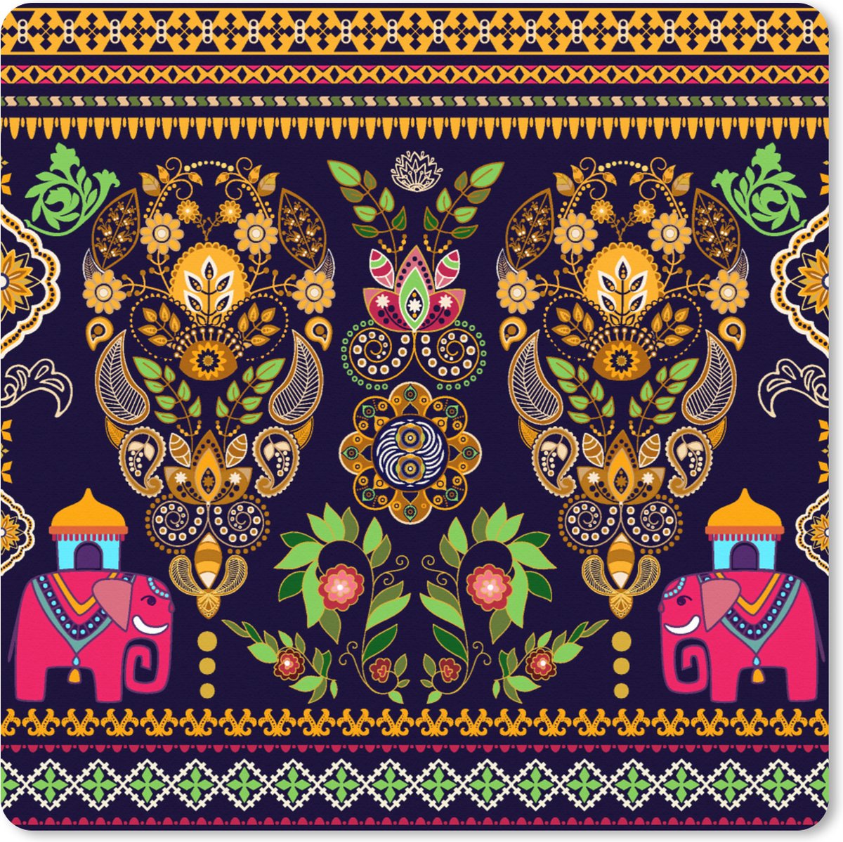 Muismat XXL 40x40 cm - Bureau onderlegger - Bureau mat Patronen - Olifant - Roze - Bureaumat - Gaming mousepad xl - Bureaulegger groot - Computer deskmat