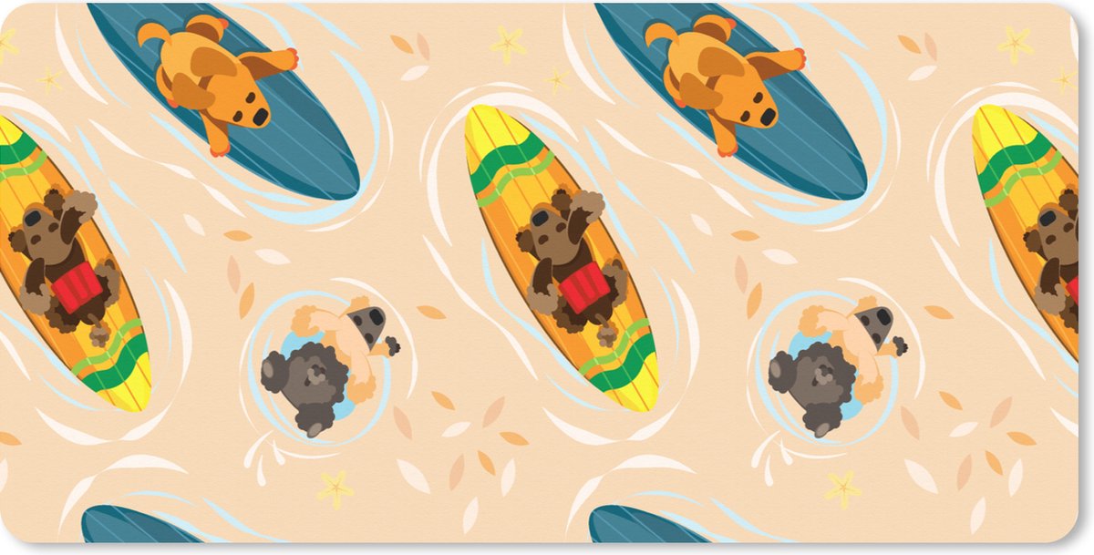 Muismat XXL 80x40 cm - Bureau onderlegger - Bureau mat Honden - Surfen - Patroon - Bureaumat - Gaming mousepad xl - Bureaulegger groot - Computer deskmat