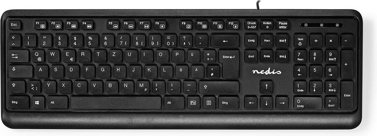 Nedis Bedraad Toetsenbord | USB-A | Multimedia | QWERTZ | Duits | Numeriek toetsenbord