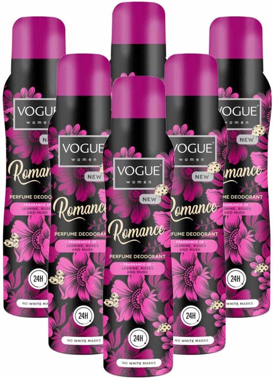 kobber tidligste Grøn baggrund Vogue Romance Parfum Deodorant - Voordeelverpakking 6 x 150 ml | bol.com