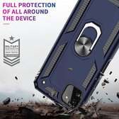 Samsung Galaxy A22 (5G) Blauw Shockproof Militairy Hybrid Armour Case Hoesje Met Kickstand Ring - Extreem Stevige Anti-Shock Hard Rugged Cover Bumper Hoes  - Stevige Shock Proof Backcover