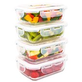 Contenants alimentaires en Verres 4-Pack - Contenants Boîtes de conservation - Premium supérieure - Sans BPA