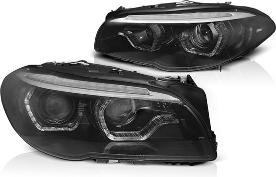 Koplampen Xenon BMW F10/F11 LCI 13-16 ANGEL EYES LED ZWART