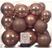 Decoris Kerstballen - 26st - kunststof - toffee bruin - 6-8-10 cm