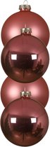 Decoris Kerstballen - 4 stuks - glas - roze - 10 cm