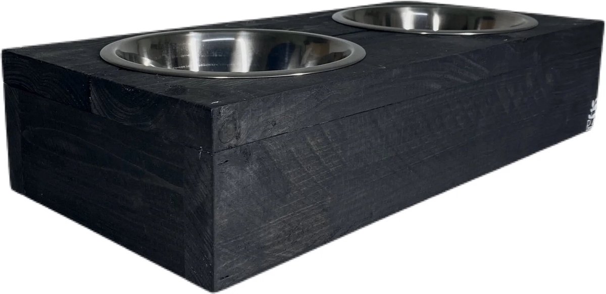 Bol.com Voerbak steigerhout L verlaagd Black Wash aanbieding