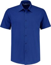 L&S Shirt poplin mix met korte mouwen voor heren royal blue - XXXL