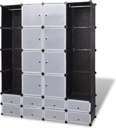 vidaXL Kast modulair met 18 vakken 37x146x180.5 cm zwart en wit