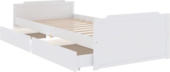 vidaXL Cadre de lit avec tiroirs Blanc Pin massif 90 x 200 cm