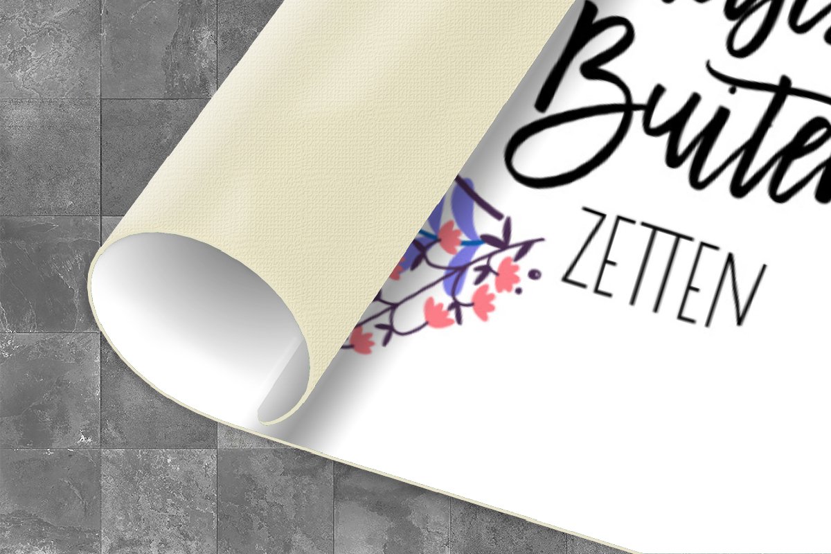 KitchenYeah Keukenloper - Loper keuken - Laten we de bloemetjes buiten zetten - Spreuken - Quotes - 120x50 cm - Keukenloper vinyl Multicolor