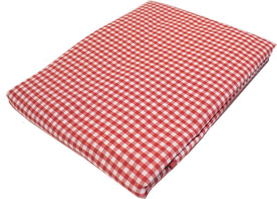 Geruit Tafelkleed Kleine rode ruit 160 rond (Strijkvrij) - boerenbont - picknick - traditioneel - vintage