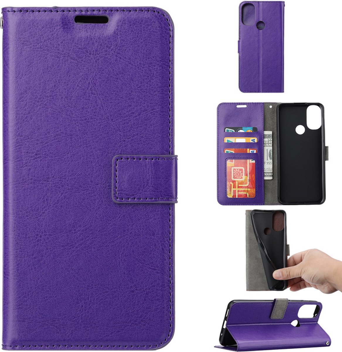 Bookcase Geschikt voor: Motorola Moto G22 - Paars - portemonnee hoesje