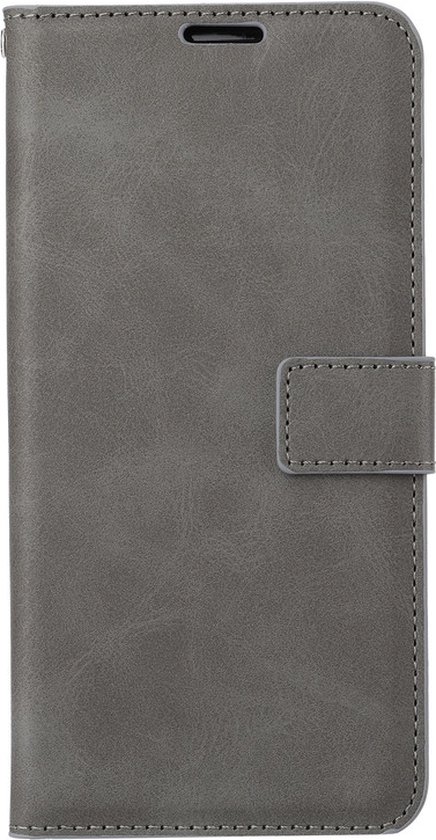 Bookcase Geschikt voor: Motorola Moto G22 - Grijs - portemonnee hoesje met 2 stuk Glas Screen protector