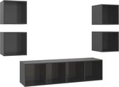 vidaXL - 5-delige - Tv-meubelset - bewerkt - hout - hoogglans - grijs