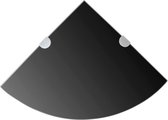 vidaXL Hoekplank met chromen dragers zwart 25x25 cm glas
