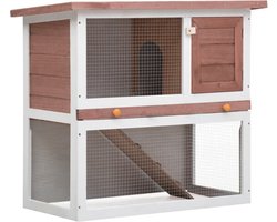 vidaXL - Konijnenhok - voor - buiten - met - 1 - deur - hout - bruin