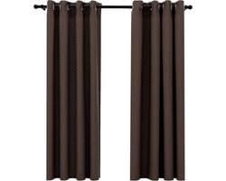 vidaXL - Gordijnen - linnen-look - verduisterend - ogen - 2 - st - 140x175 - cm - taupe