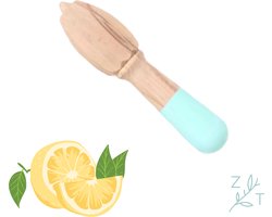 ZijTak - Citroen pers - Citrus - Limoen - Citroenpers - Handpers - Beukenhout - Manueel - Kwalitatief hout - Pastel blauw
