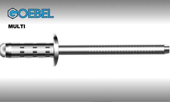 GOEBEL® - 1000 x Rivets aveugles Multi-Grip 3.2 x 14 mm - Aluminium AlMG 2.5 / Acier galvanisé - Tête plate - MULTI - 7770132140 - Rivet aveugle